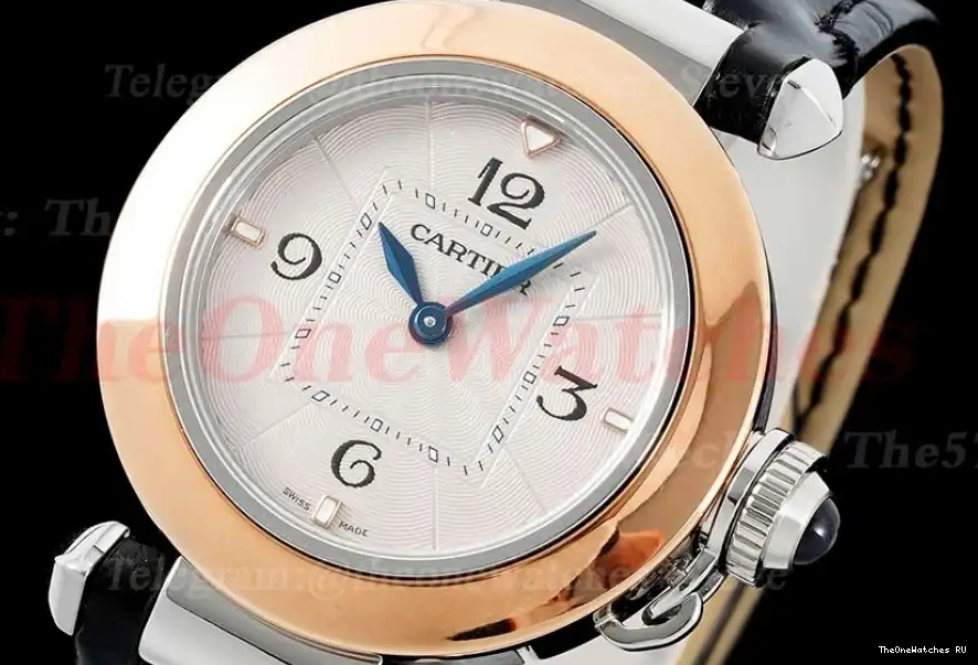 30mm Cartier Pasha RG De AF Black Quartz LE White Ladies Dial 0324